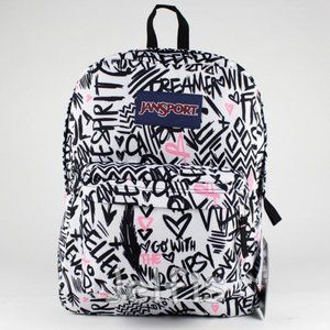 Cute pink, black, and white Jansport Book Bag